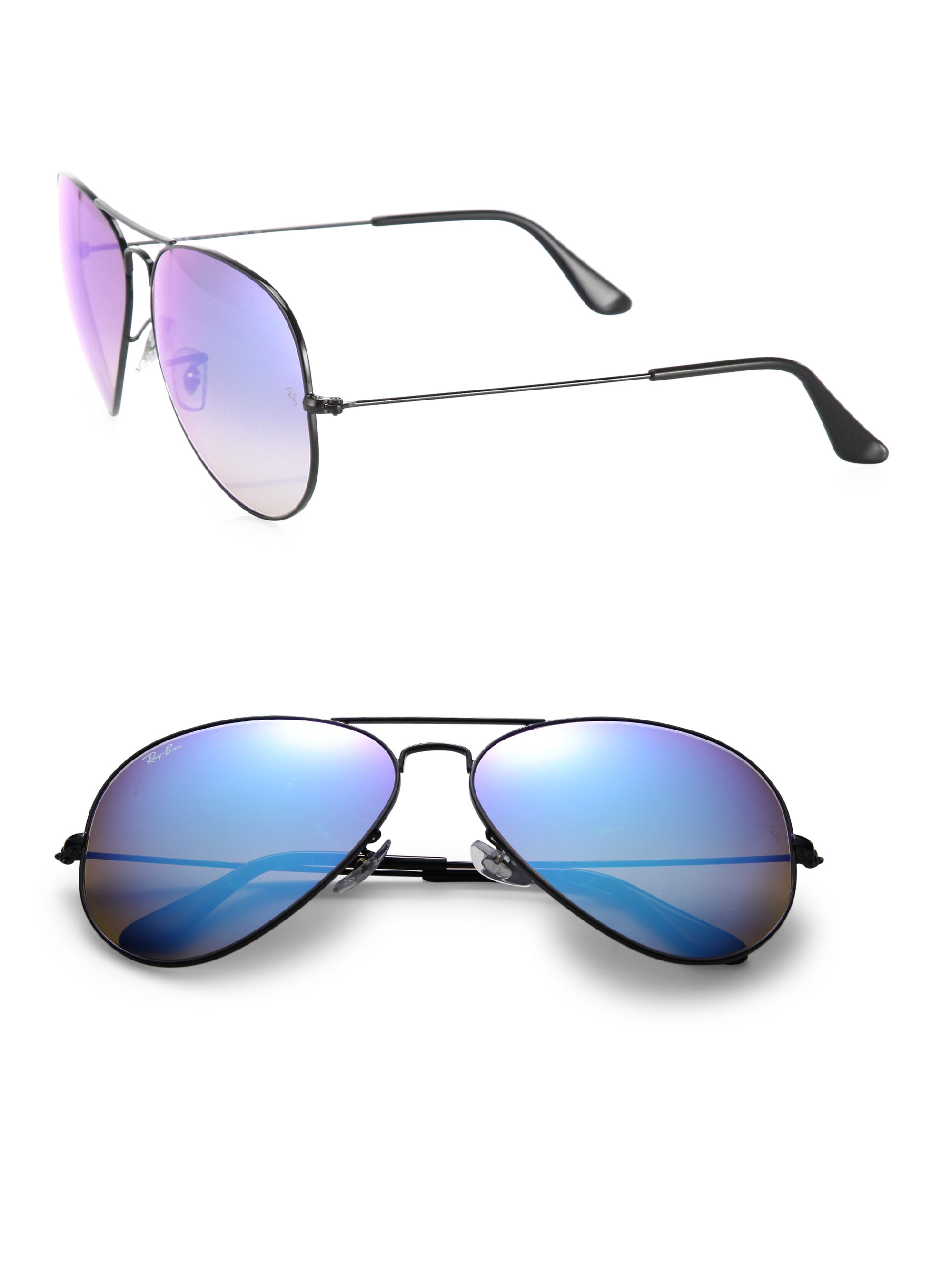 Lyst Ray Ban Metal Mirrored Aviator Sunglasses In Blue For Men 